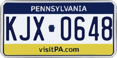 PA license plate KJX0648