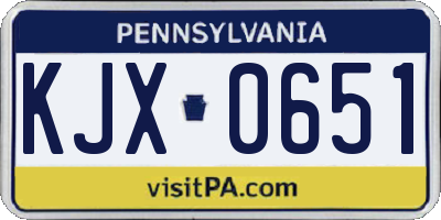 PA license plate KJX0651
