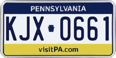 PA license plate KJX0661
