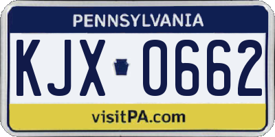 PA license plate KJX0662