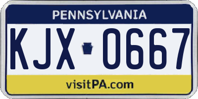 PA license plate KJX0667