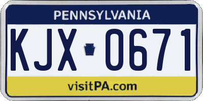 PA license plate KJX0671