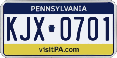 PA license plate KJX0701
