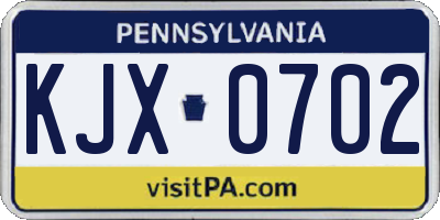 PA license plate KJX0702
