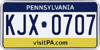 PA license plate KJX0707