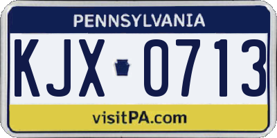 PA license plate KJX0713