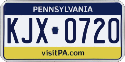 PA license plate KJX0720