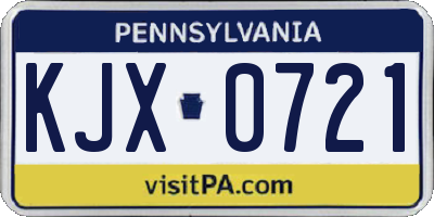 PA license plate KJX0721