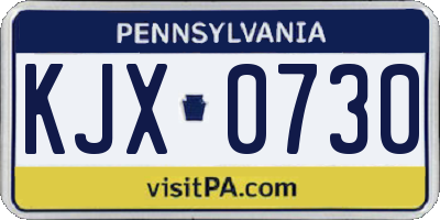 PA license plate KJX0730