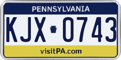 PA license plate KJX0743