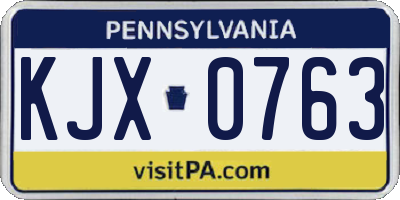 PA license plate KJX0763