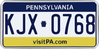 PA license plate KJX0768