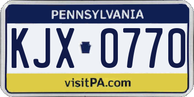 PA license plate KJX0770