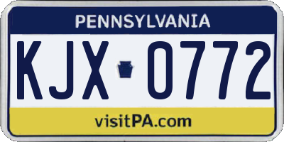 PA license plate KJX0772