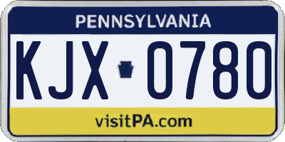 PA license plate KJX0780