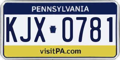 PA license plate KJX0781