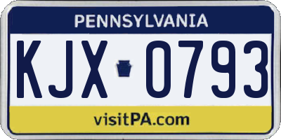 PA license plate KJX0793