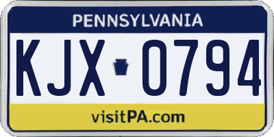 PA license plate KJX0794