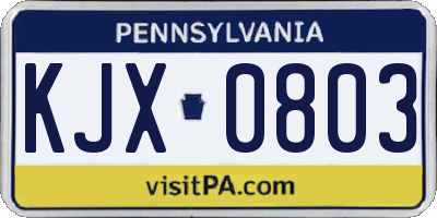 PA license plate KJX0803