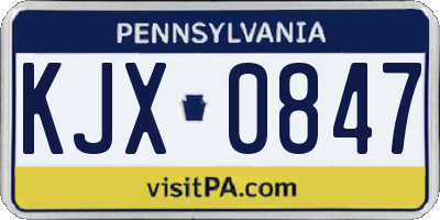 PA license plate KJX0847