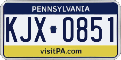 PA license plate KJX0851