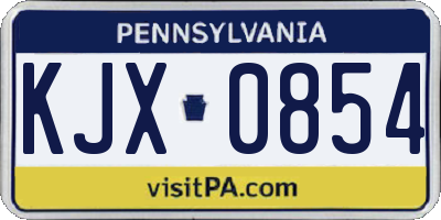 PA license plate KJX0854