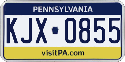 PA license plate KJX0855