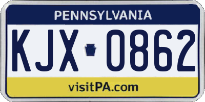 PA license plate KJX0862