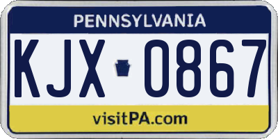PA license plate KJX0867