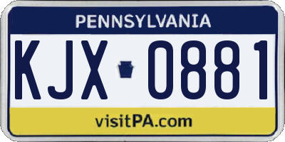 PA license plate KJX0881