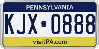 PA license plate KJX0888