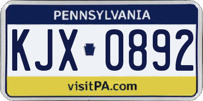 PA license plate KJX0892