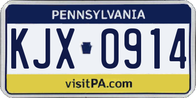 PA license plate KJX0914