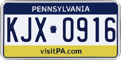 PA license plate KJX0916
