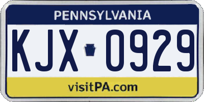 PA license plate KJX0929