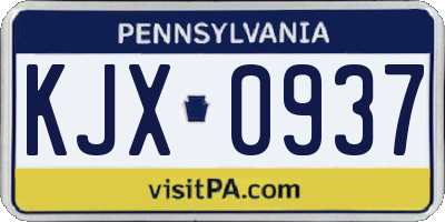 PA license plate KJX0937