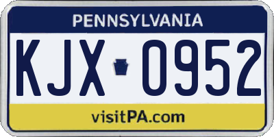PA license plate KJX0952