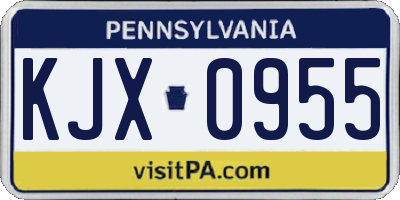 PA license plate KJX0955