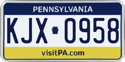 PA license plate KJX0958