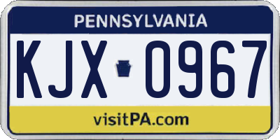 PA license plate KJX0967