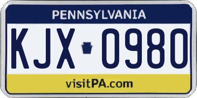 PA license plate KJX0980