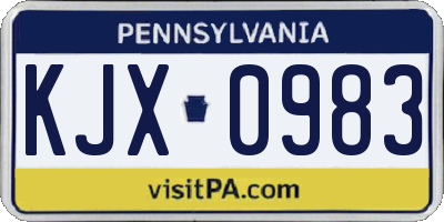 PA license plate KJX0983