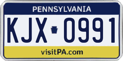 PA license plate KJX0991