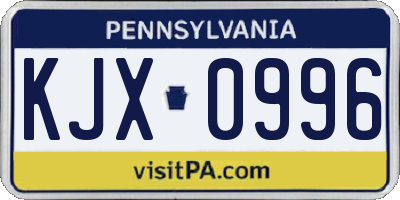 PA license plate KJX0996