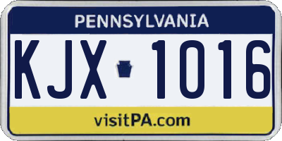 PA license plate KJX1016
