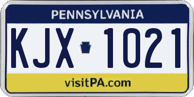 PA license plate KJX1021