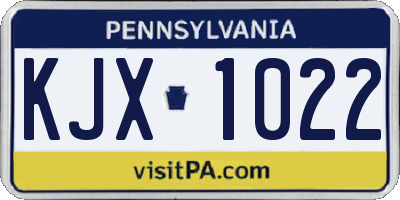 PA license plate KJX1022
