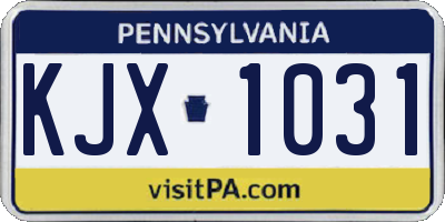 PA license plate KJX1031