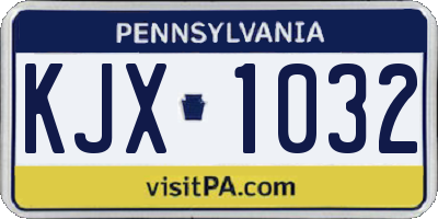 PA license plate KJX1032