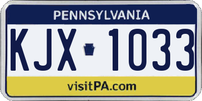 PA license plate KJX1033